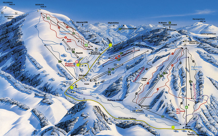 Plans des pistes Feldberg et ouverture des pistes